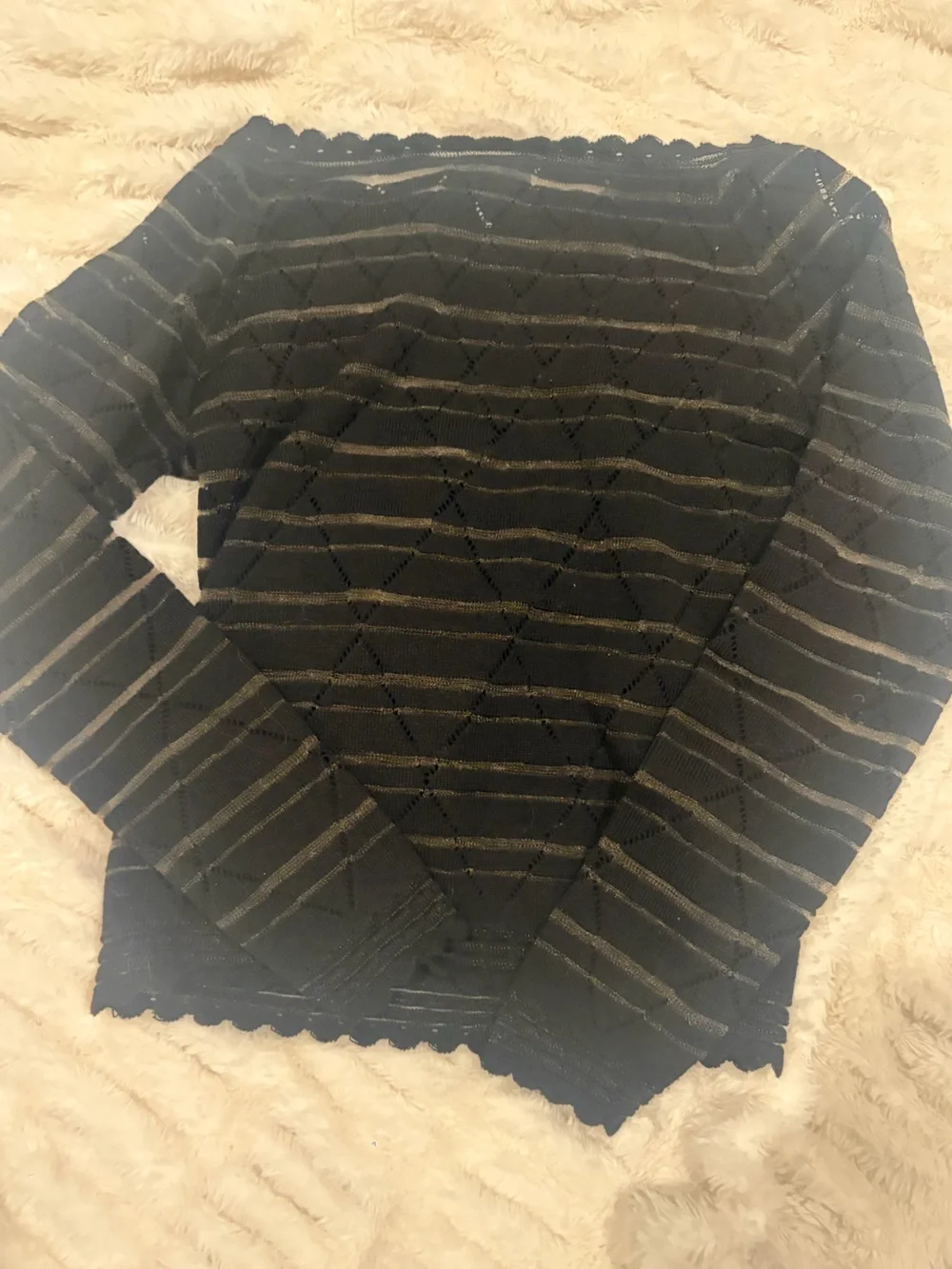 Gianfranco Ferre Black Striped Off-the-Shoulder Knit Sweater